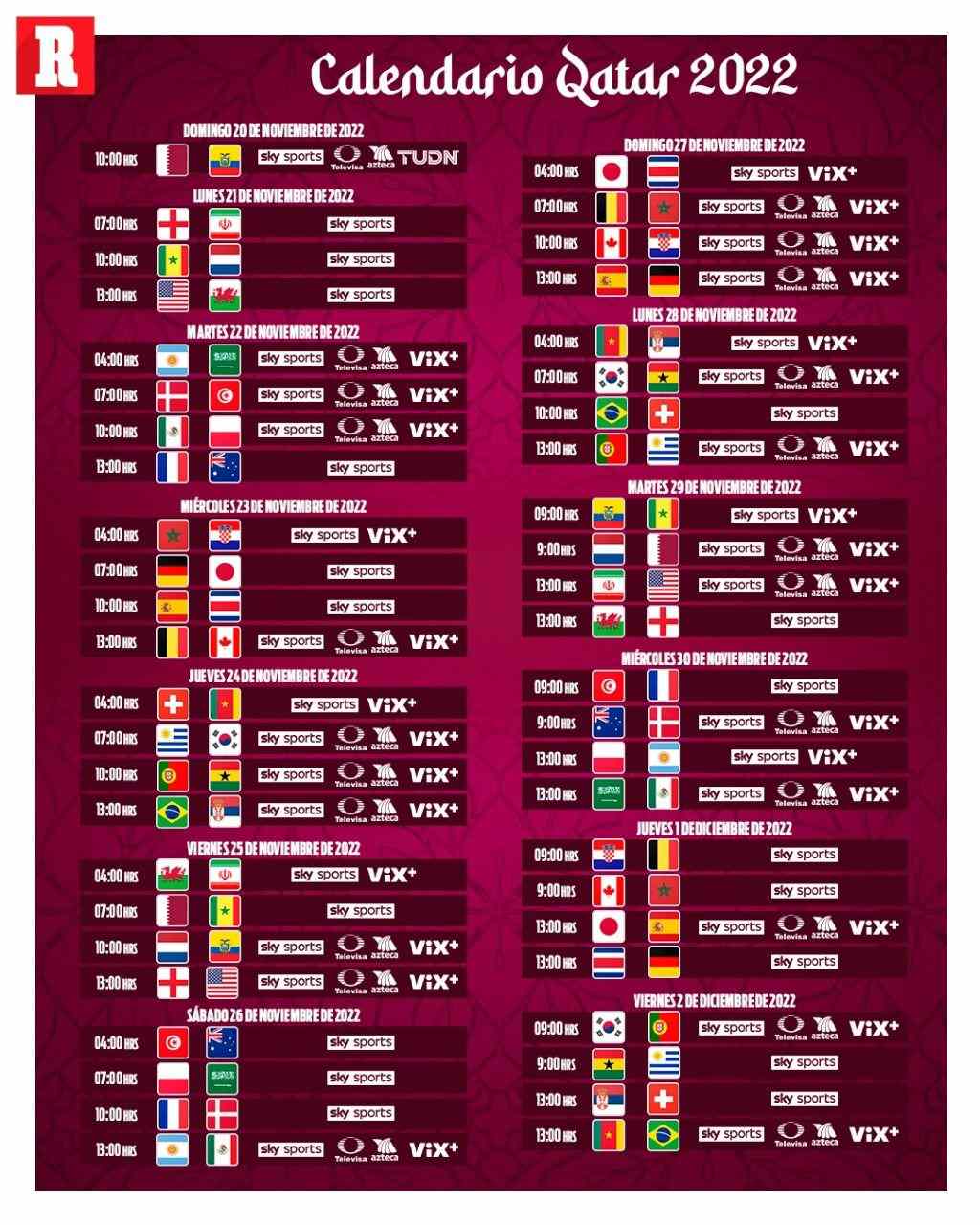 clicregional - #Fútbol  MUNDIAL QATAR 2022. Fechas, horarios